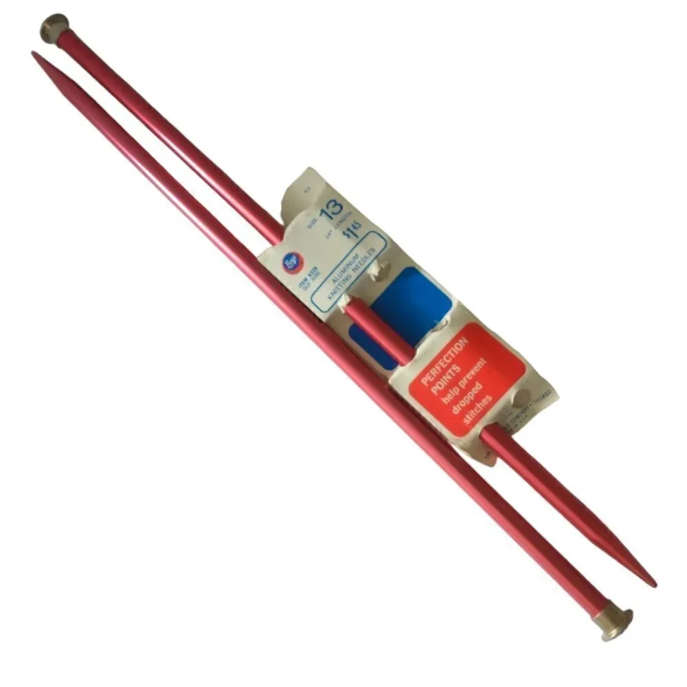 Boye‎ Aluminum Knitting Needles Size 13 Perfection Single Point 14 Inch Vintage.